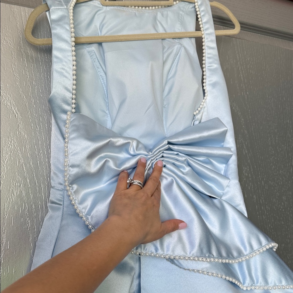 Fancy Baby Blue Mini Dress View 2